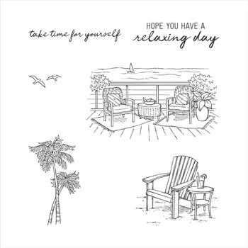

2020 New Metal Cutting Dies and Scrapbooking For Paper Making Relaxing Day Embossing Frame Card Clear Craft Stamps Set