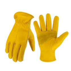 Luvas de trabalho de segurança de couro masculino resistente ao calor antiderrapante a1005