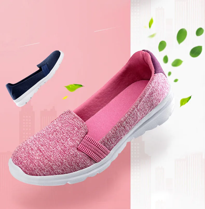 PINSEN Women Sneakers Casual Slip On Ladies Flat Shoes Breathable Mesh Trainers Soft Walking Female Shoes Footwear Zapatos Mujer