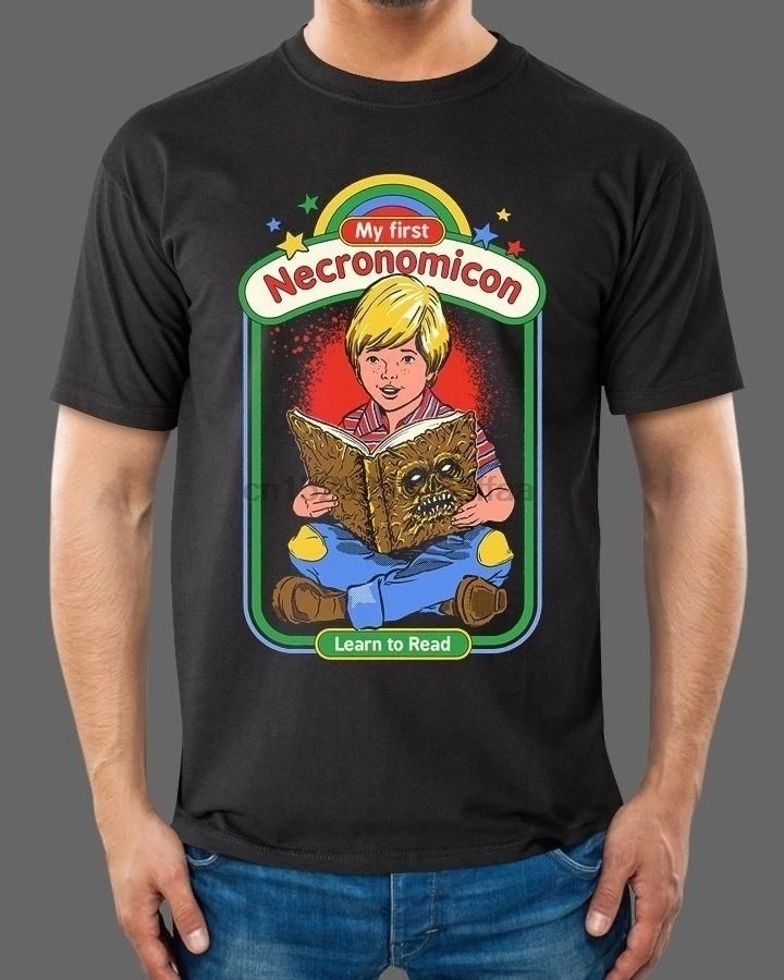 Винтовая забавная футболка унисекс с принтом My First Necronomicon 70s ностальги фильмы