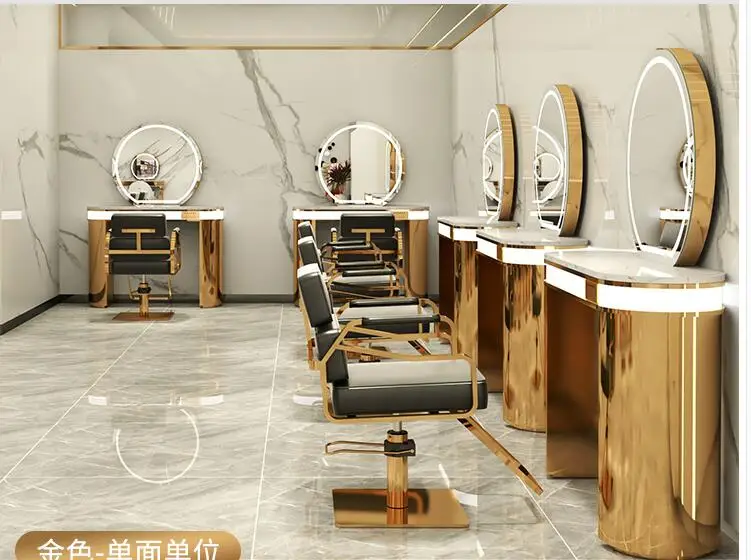 Barbershop mirror Hair salon dedicated floor ironing and dyeing table Hair salon hair cutting mirror