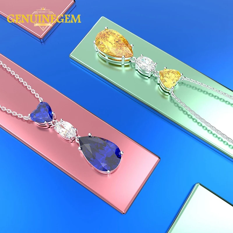 GENUINEGEM богемное 925 пробы Серебряное колье с подвеской из кварца для женщин, свадебное ювелирное изделие