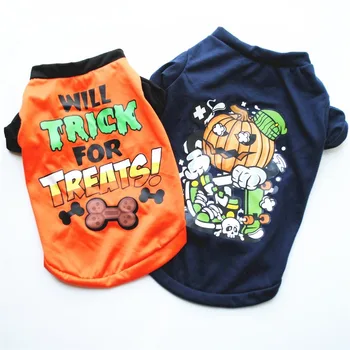 

Halloween T Shirt Pumpkin Pet Clothing Cute Clothes for Dog Small Costume French Bulldog Dogs Print Spring Autumn Collar Perro