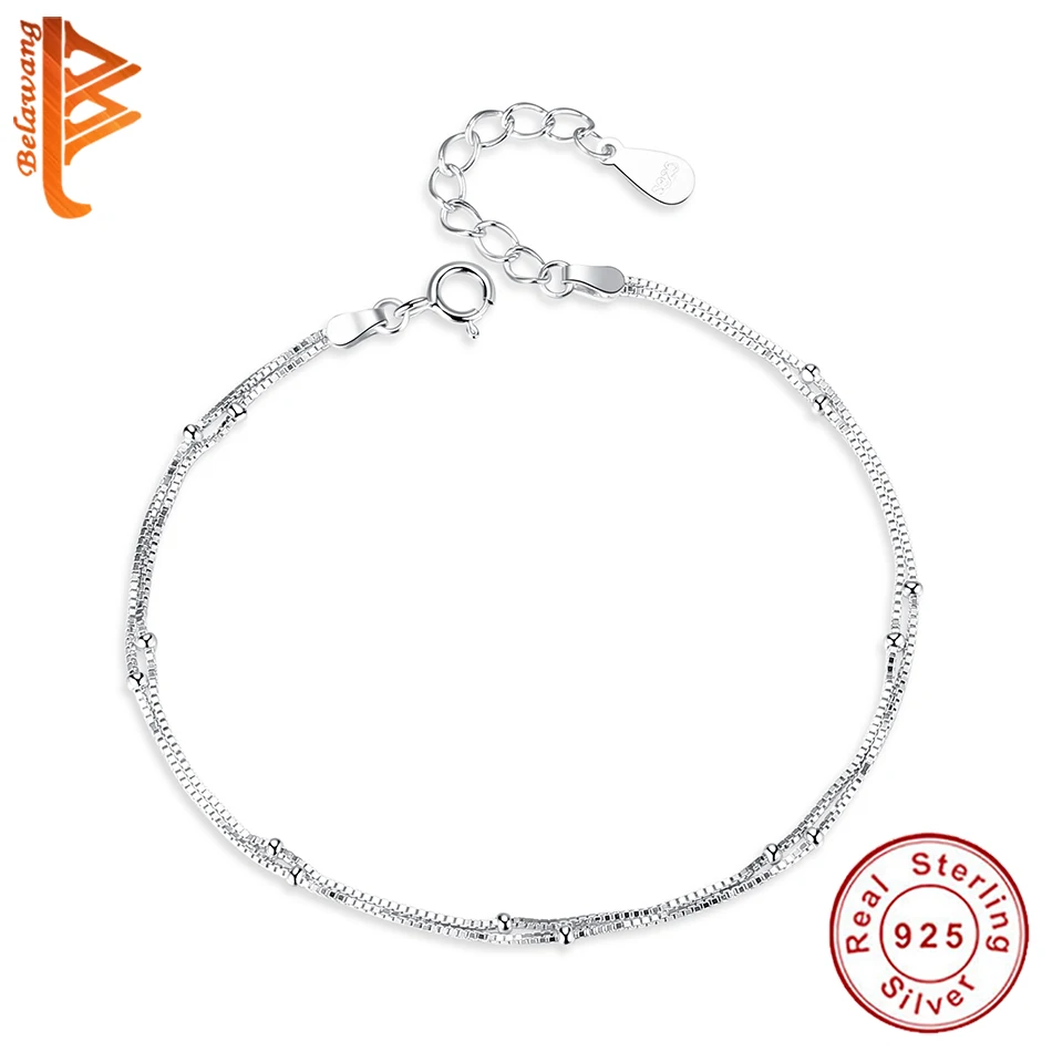 

Double Layer Spheres Bracelet Real 925 Sterling Silver Bracelets for Women Friendships Bracelet Link Bracelet Party Jewelry Gift