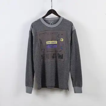 

CAVEMPT T Shirt Long Sleeve Splice Stripe Patch 1:1 High Quality Streetwear C.E CAV EMPT T-Shirts Men Women xxxtentacion