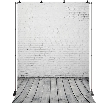 

Acejoker Brick White Wood Floor Portrait Backdrop Abstract Video Background Photoshoot Photography Studio Props