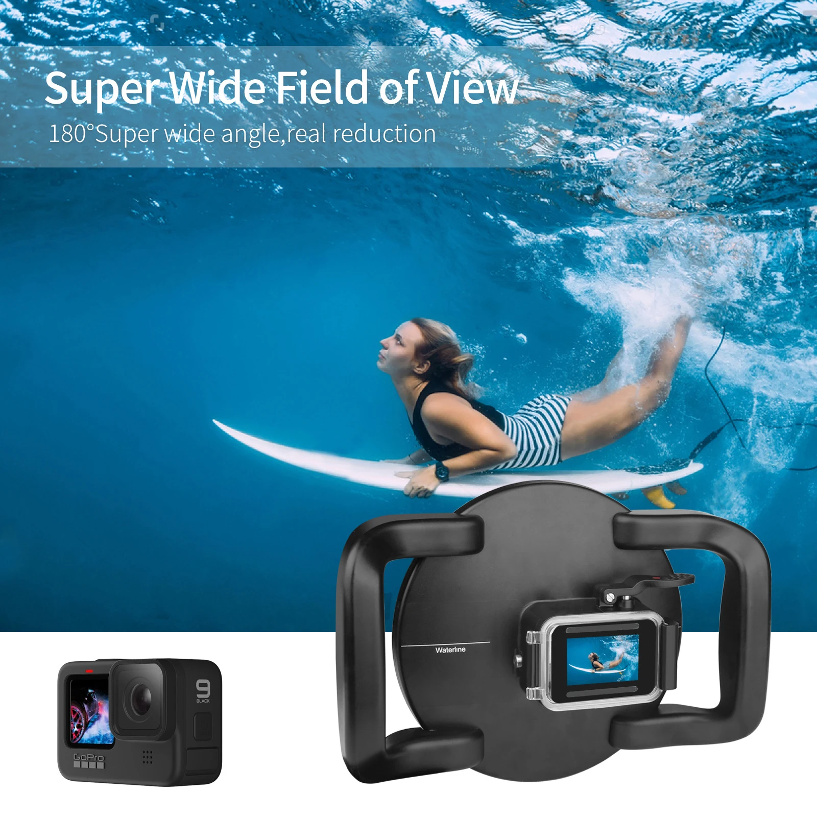 

New 6'' Dome Port Waterproof Housing Case for GoPro 10 9 Black Lens Cover Diving Case with Handle Trigger for Go Pro Hero 10 9