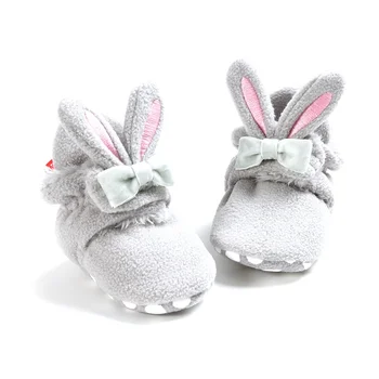 

Baby Shoes Newborn Toddler Kid Baby Girls Snow Boots Non-Slip Cute Rabbit Ear Bowknot Winter Warm Soft Soled Booties