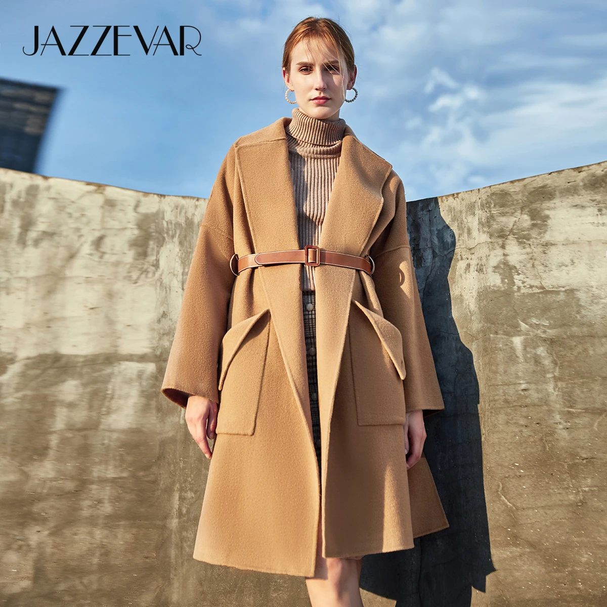 JAZZEVAR 2020 зимние новые женские повседневные свободные кашемировые пальто ручной