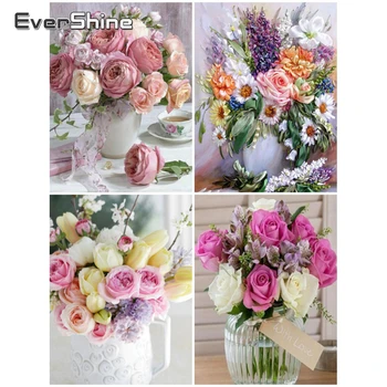 

EverShine 5D Diamond Embroidery Rose Picture Rhinestone Full Square Diamond Painting Flowers Cross Stitch Set Mosaic Hobby Art
