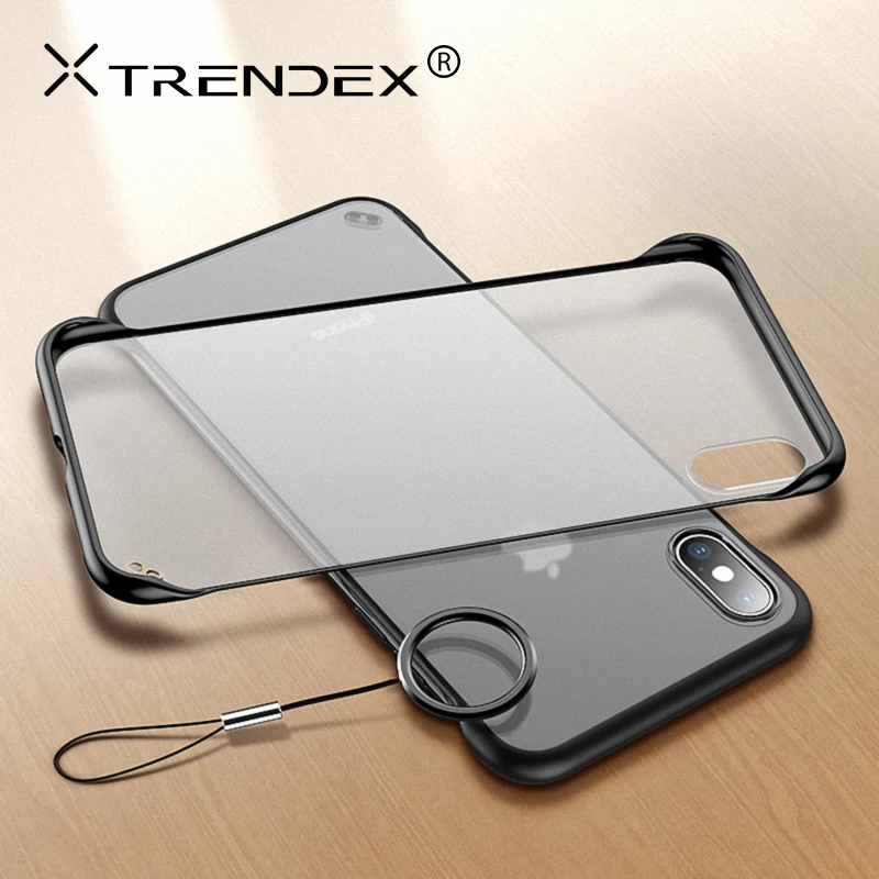 Trendex Frameless Case For iPhone X XS MAX XR 6S 7 8 Plus Hybrid Ultra Slim Plastic Transparent Protective Cover Metal Ring | Мобильные