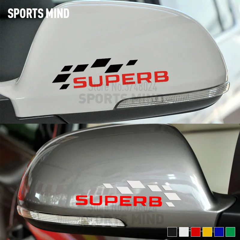 

1 Pair Sports Mind For Skoda Superb VRS Exterior Accessories Car Styling Rear view Mirror Automobiles Car Stickers Decal