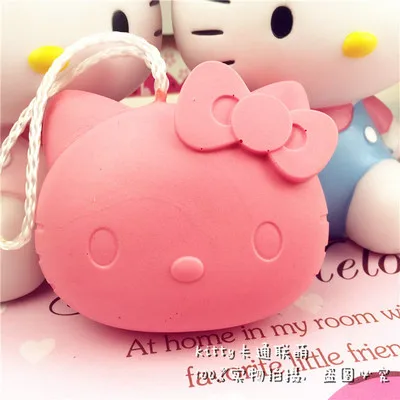 Pink Head Kitty Мультфильм hello kitty для купания, очищающая хлопковая губка, для мытья лица, хлопок, абсорбент, милая щетка для ванны душа, очищающие перчатки - Цвет: Pink Head Kitty