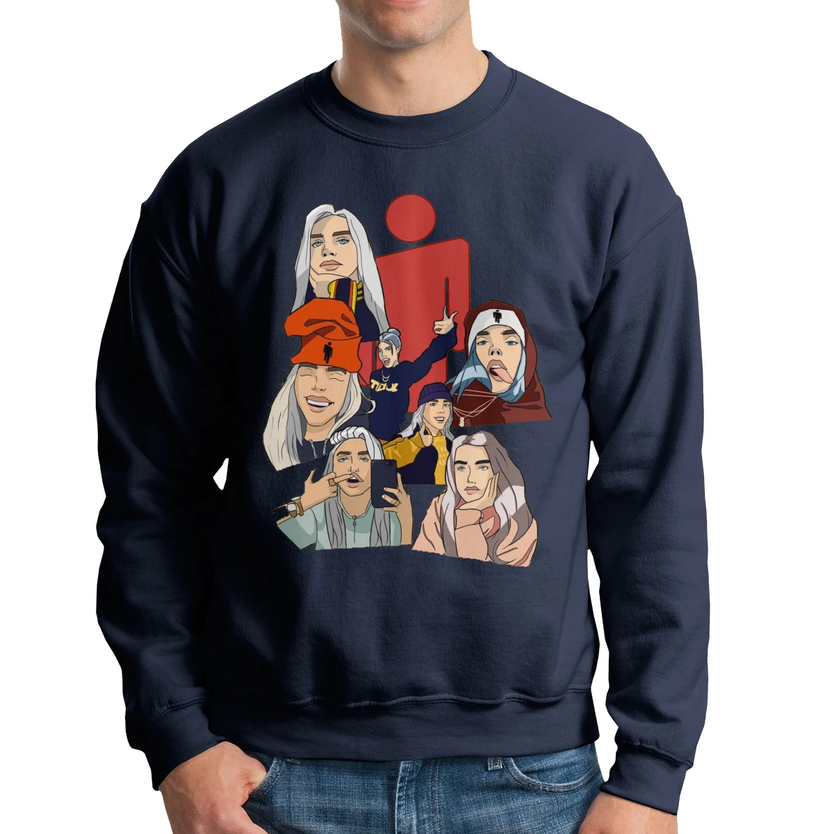 Billie Eilish Singer мужские толстовки с длинным рукавом зима осень хлопок Crewneck пуловер мужской