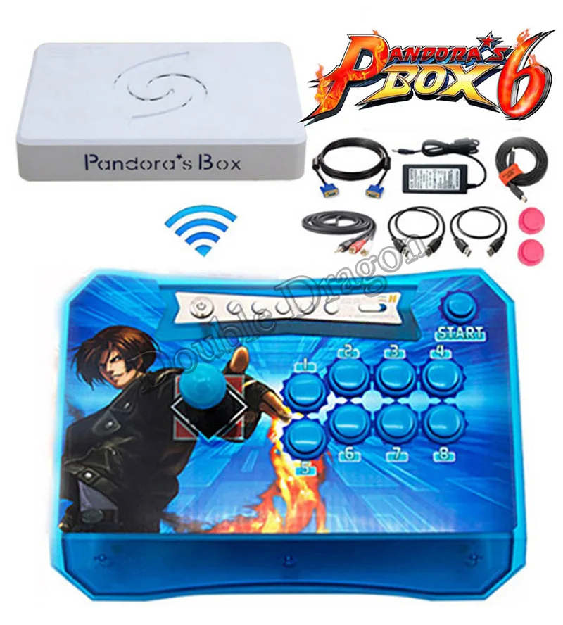 Blue US Plug Аркадный контроллер комплект Pandora Box 6 1300 Беспроводная аркадная палка 1300 в 1 HDMI VGA USB для ТВ PS3 PC Поддержка FNA MAME PS1 3d игры - Цвет: Blue US Plug