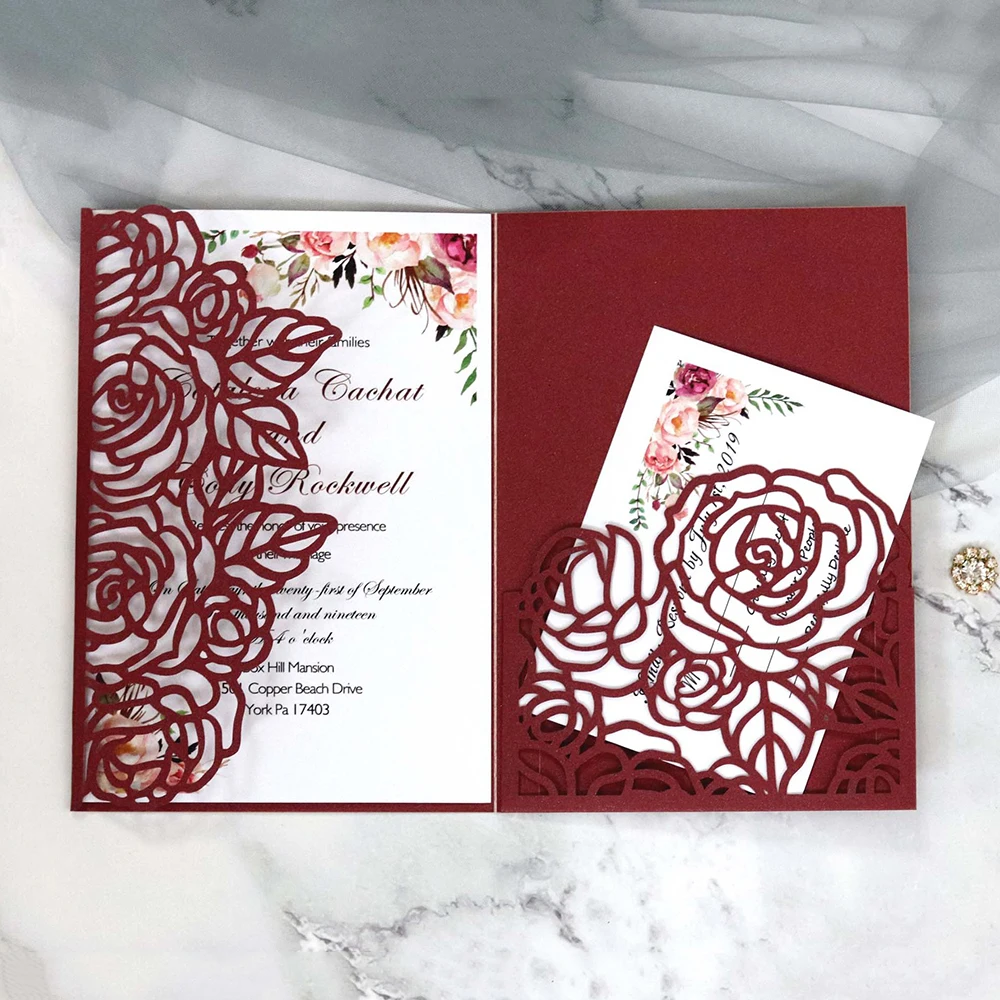  10PCS Glitter Invitation European Style Laser Cut Wedding Invitation Holiday Greeting Card (shell p - 4.0003E+12