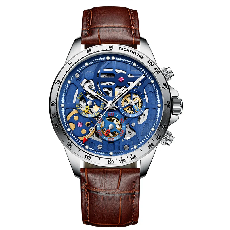 AILANG Tourbillon часы с окошком для мужчин Топ бренд класса люкс автоматические часы для мужчин водонепроницаемые черные стальные механические часы relogio masculino - Цвет: Color 08