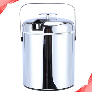 

1PC Stainless Steel Ice Bucket Portable Ice Container Cold Hand-held Ice Container Heat Insulation Lock Ice Can for Store Bar Ho