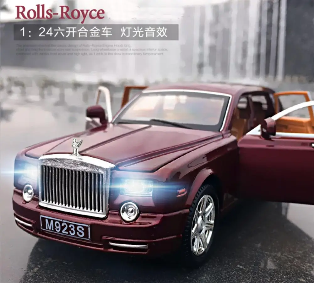 1:24 Scale Rolls Royce Металлический Литой Сплав автомобильная модель звуковой светильник