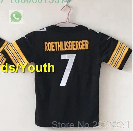Качественная детская одежда ben roethlisberger 7 Le'Veon Bell 26 Antonio коричневый 84 T.J. Ватт 90 Джерси Питтсбург - Цвет: for kids youth