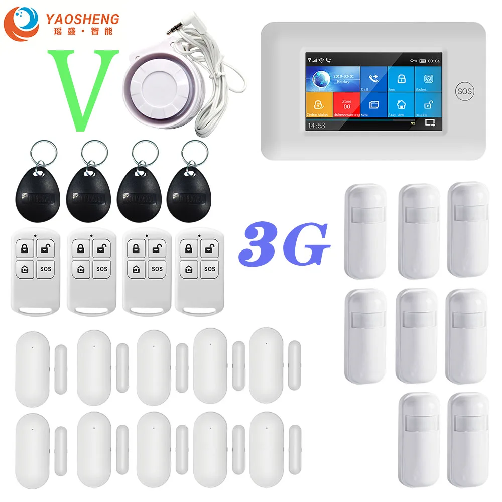 ring alarm wall mount YAOSHENG PG-106 3G GSM WIFI GPRS Wireless 433MHz Smart Home Security Alarm Systems APP Remote Control For IOS Android System touch screen keypad for alarm system Alarms & Sensors