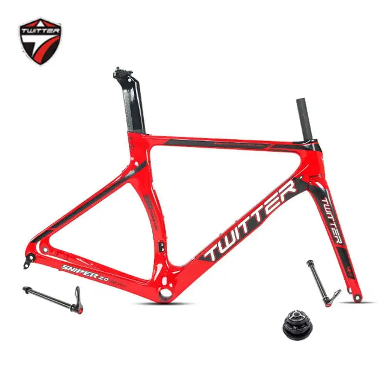 

Carbon Road Bicycle Frame+Fork+Seatpost Twitter SNIPER2.0 Thru-axle F12*100 R12*142mm Disc Brake Grave Bike Road Frame