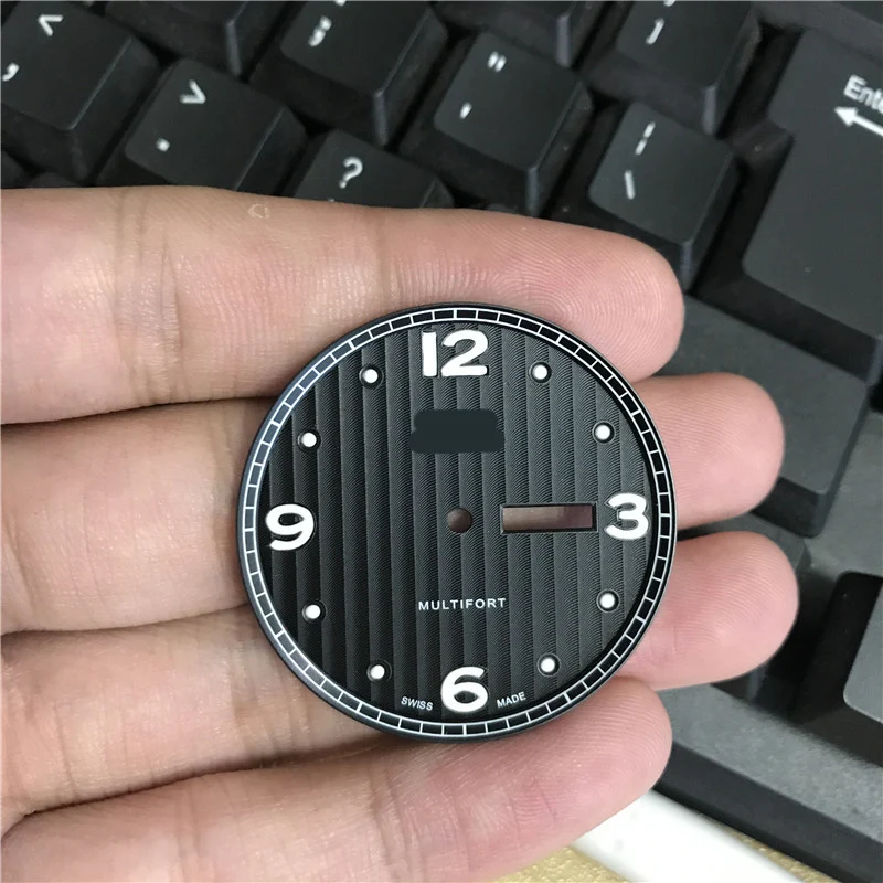 37,3 мм Циферблат для M005430A Мужские механические M005 часы текст часы аксессуары M005430 запасные части - Цвет: Black numeral white