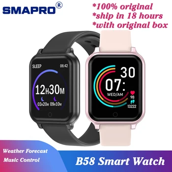 

B58 Smart watches IP67 Waterproof Heart Rate Blood Pressure fitness tracker Sport Smartwatch For Android IOS PK B57 IWO