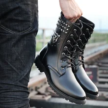 Защитные ботинки; Мужская модная обувь Liu Ding; Мужская черная обувь в байкерском стиле; модные мужские ботинки