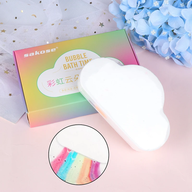 

Rainbow Cloud Salt Essential Oil Bathing Ball Bubble Exfoliating Moisturizing Skin Care Props Natural Bubble Bath Bombs Ball