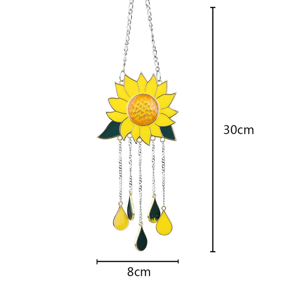 Sunflower Boat Wind Chimes Pendant Metal Window Windchimes Hanging Ornaments Home Outdoor Yard Garden Decoration Ornament