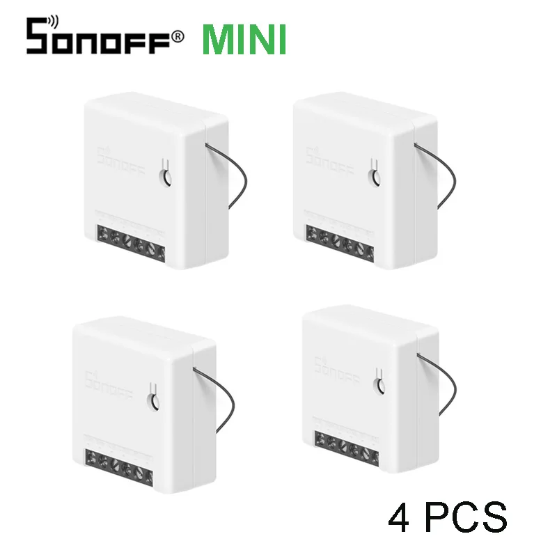Sonoff mini 4 pcs SONOFF Мини Wifi DIY умный коммутатор Двусторонняя проводка модули домашней автоматизации совместимы с eWelink Alexa amazon Google Home - Комплект: Sonoff mini 4 pcs