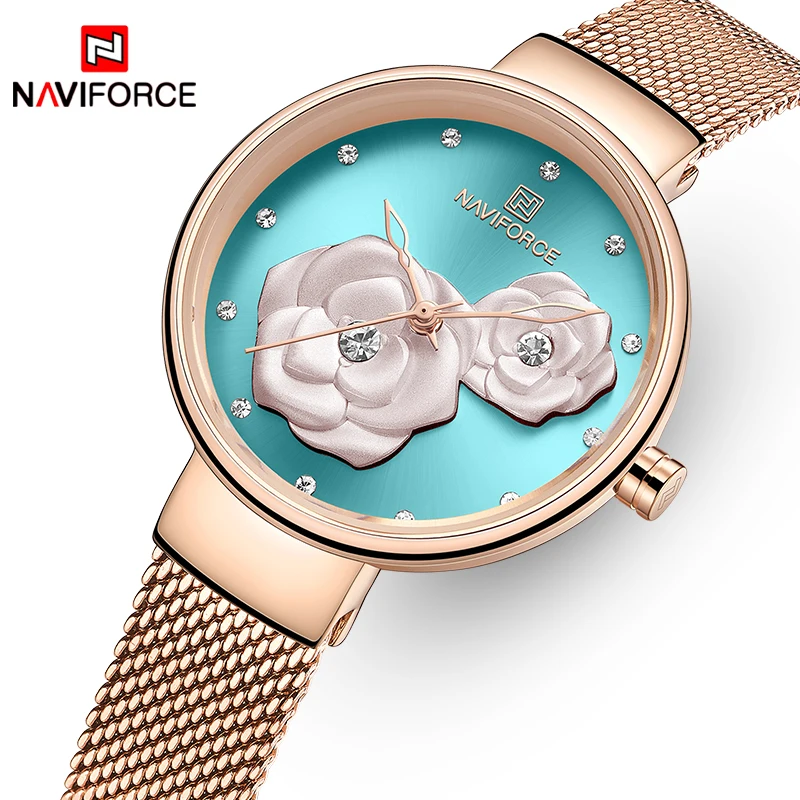 Часы наручные NAVIFORCE женские кварцевые брендовые красивые водонепроницаемые с