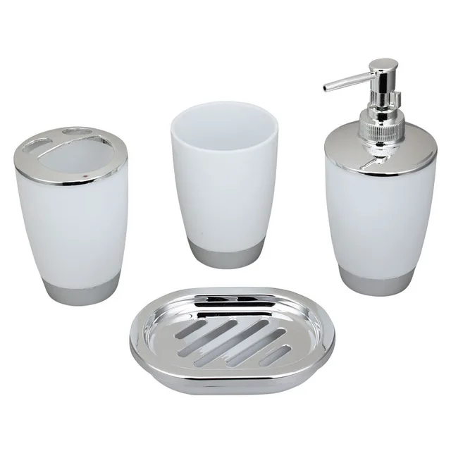 White 4 piece Синий набор аксессуаров для ванной комнаты держатель для зубной щетки ручная бутылка для антисептика мыльница чехол для туалетной щетки мусорный Органайзер контейнер для хранения - Цвет: White 4 piece