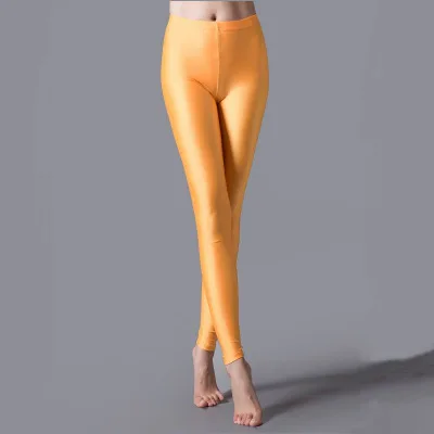 Women Shiny Pant Leggings Hot Selling Leggings Solid Color Fluorescent Spandex Elasticity Casual Trousers Shinny Legging — view 3