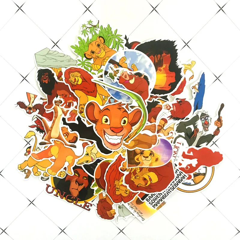 50 шт. Король Лев Simba Животное мультфильм ПВХ водонепроницаемый стикер компьютер скейтборд мотоцикл багаж холодильник стикер