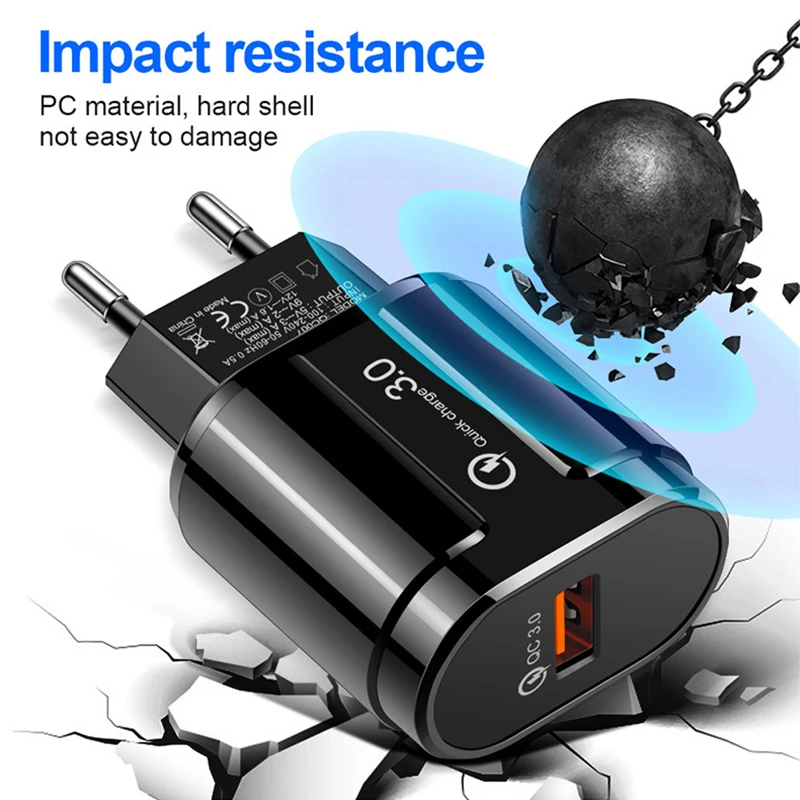3а Быстрая зарядка 3,0 USB зарядное устройство EU US настенное зарядное устройство для мобильного телефона адаптер для iPhone 11 X QC 3,0 Быстрая зарядка для samsung Xiaomi