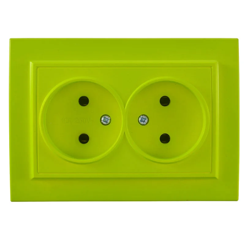 黄绿色二位平插正面