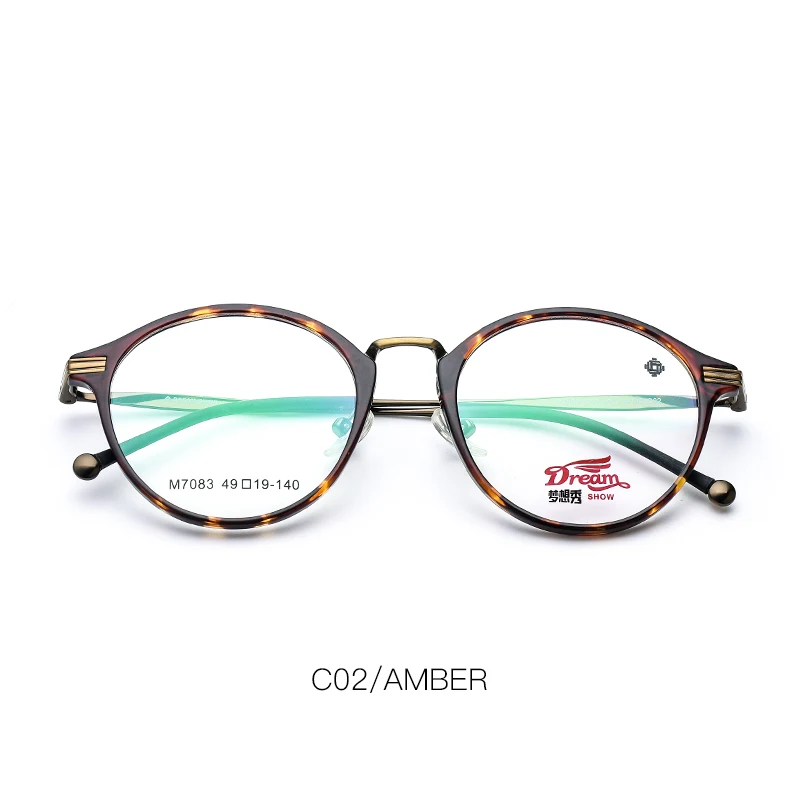C02 Amber TR90 круглые очки, оправа для женщин, корейская мода, оптические очки для глаз, близорукость, прозрачная оправа для очков по рецепту# M7083 - Цвет оправы: C02 Amber
