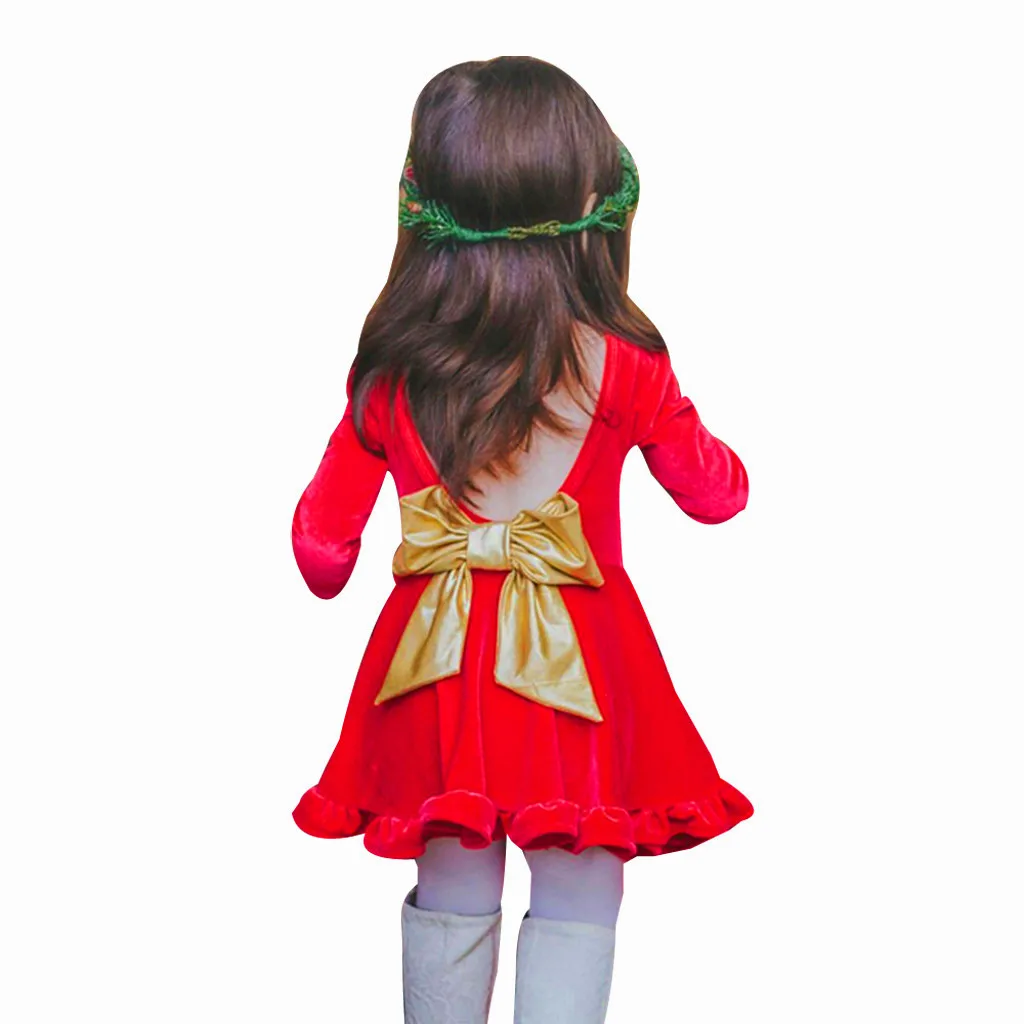 Платье для маленьких девочек vestido Infantil Menina فساتين اطفال цвет-красный, подарок к Рождеству одноцветное бархатное платье принцессы с бантом; детское платье праздничное платье свадебное платье Z4