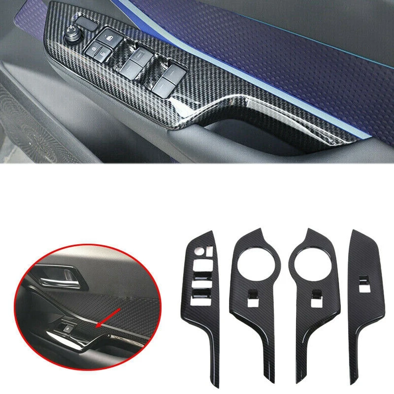 4PCS Carbon Fiber window switch panel cover Tirm For Toyota Highlander 2015-2018