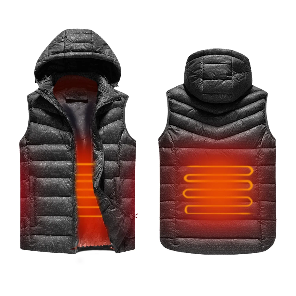 

Winter Sleeveless Jacket Electric Heated Vest Adjustable USB Sports Waistcoat Down Hooded Vest Work