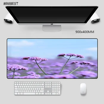 

MRGBEST Gaming Mouse Pad Big Size Lavender Pattern Desk Mats Rectangle Speed-control Softy Rubber Computer Pad for Flower Lovers