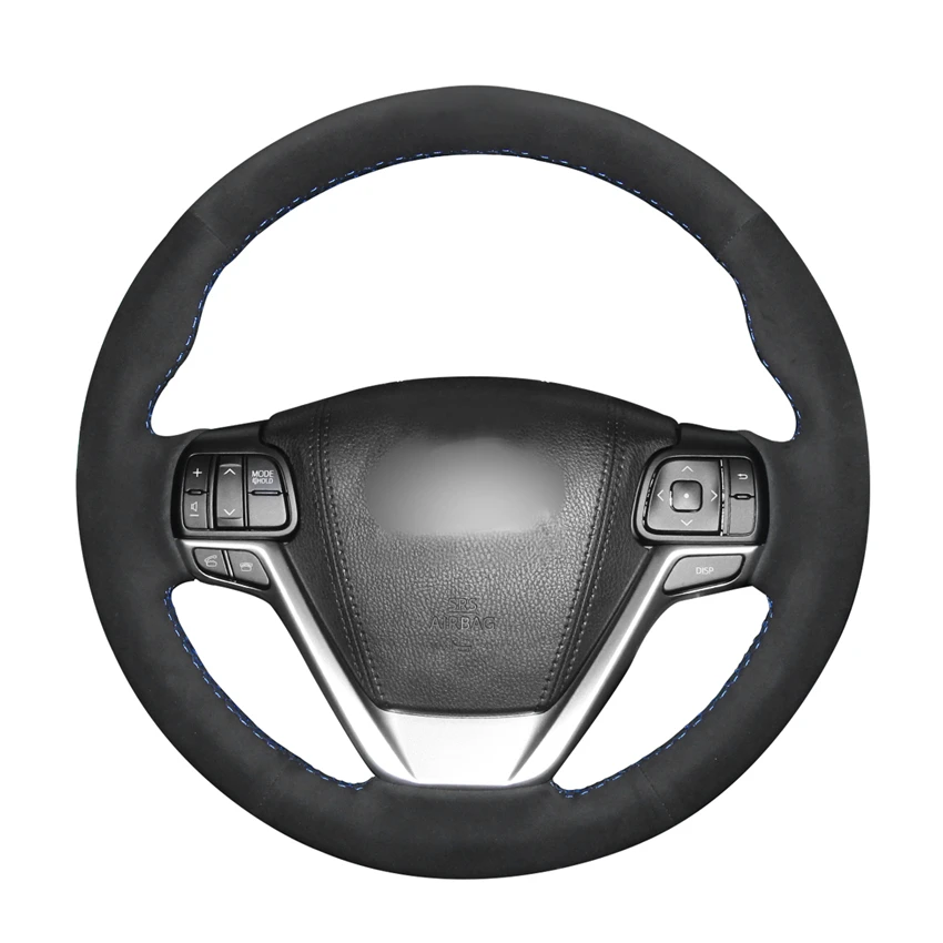 Car Accessories Hand Sew Black Suede Steering Wheel Cover for Toyota