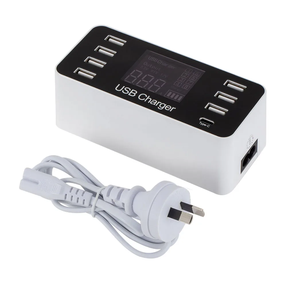 white USB настенное зарядное устройство для смартфона, быстрая зарядка, док-станция, 8 портов, мульти USB зарядное устройство, концентратор, быстрая зарядка - Цвет: white