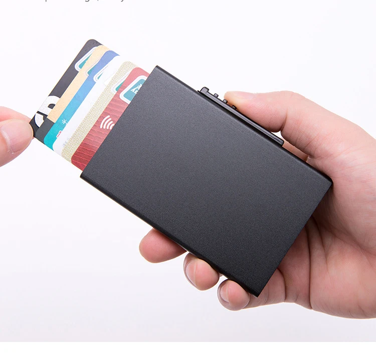 RFID Блокировка простой мужской держатель для карт мужская металлическая карта из сплава чехол тонкий кошелек для мужчин и женщин