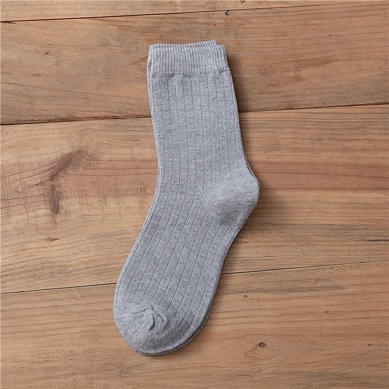 light grey Длинные хлопковые носки для беременных, высокие носки в японском Корейском стиле для девочек, свободные однотонные вязаные носки с двойными спицами - Цвет: light grey