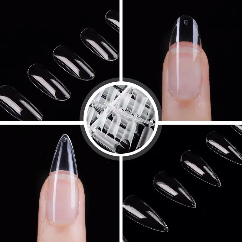 Four Combinations Full Cover False Nail Tips Clear Fake Nails Mold For Extension Acrylic UV Gel Display Practice Manicure|False Nails| - AliExpress