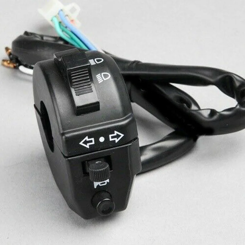 

Motorcycle 7/8" 8Pins Handlebar Control Horn Turn Signal Light Hi/Lo Beam Left Switch DC 12V Motor Handlebar Switch Universal
