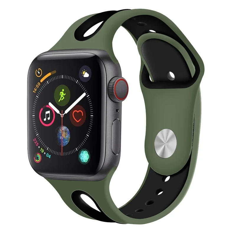 Силиконовый ремешок для наручных часов Apple Watch, ремешок 42 мм, 38 мм, Версия 44 мм 40 мм ремень резиновый наручных часов Iwatch, ленты для наручных часов Apple Watch браслет Series4/3/2/1 81003 - Цвет ремешка: 25